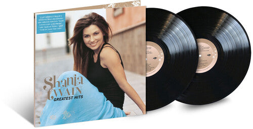 Shania Twain - Greatest Hits album cover and 2LP black vinyl.