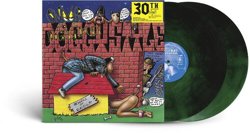 Snoop Doggy Dogg - Doggystyle album cover and 2LP green with black smoke vinyl.