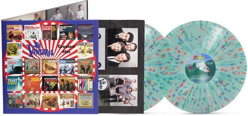 The Ventures - Greatest Hits album cover and 2LP blue and red splatter vinyl