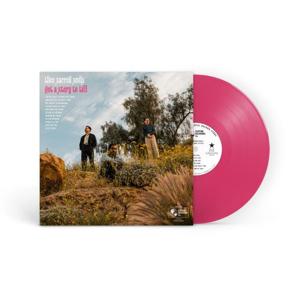 Thee Sacred Souls - Got A Story To Tell album cover shown with magenta colored vinyl record