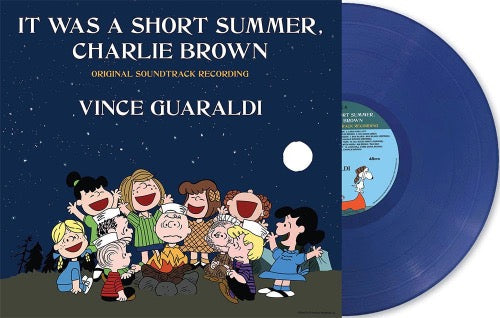 Vince Guaraldi - It Was a Short Summer, Charlie Brown album cover and blue vinyl.
