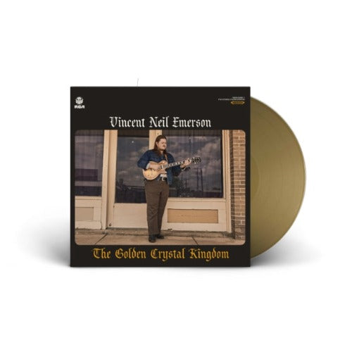 Vincent Neil Emerson - The Golden Crystal Empire album cover and gold vinyl.