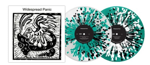 Widespread Panic - Widespread Panic album cover and 2LP seafoam, white, and black splatter vinyl