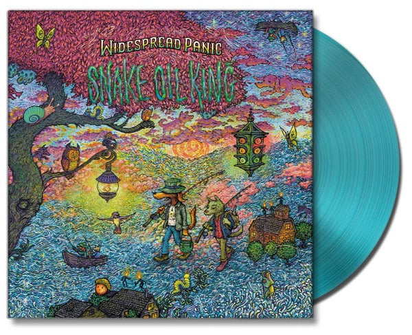 Widespread Panic - Snake Oil King album cover shown with opaque jade colored vinyl record