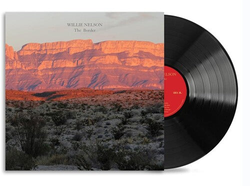Willie Nelson - The Border album cover and black vinyl.