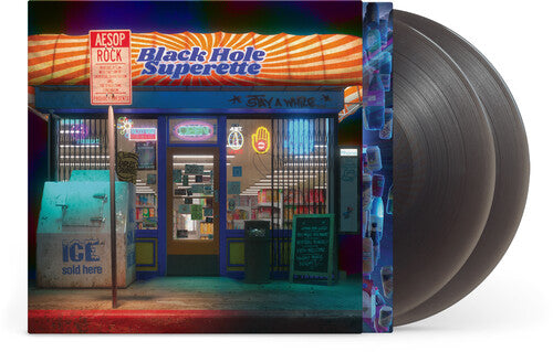 Aesop Rock - Black Hole Superette album cover with two black vinyl records