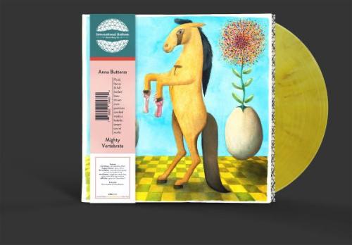 Anna Butterss - Mighty Vertebrate album cover and chartreuse vinyl.