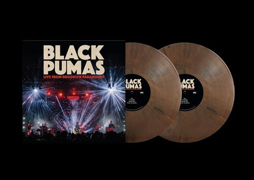 Black Pumas - Live From Brooklyn Paramount album cover and 2LP brown vinyl.