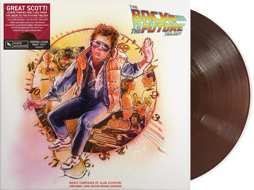 Alan Silvestri - The Back To The Future Trilogy album cover with brown vinyl record
