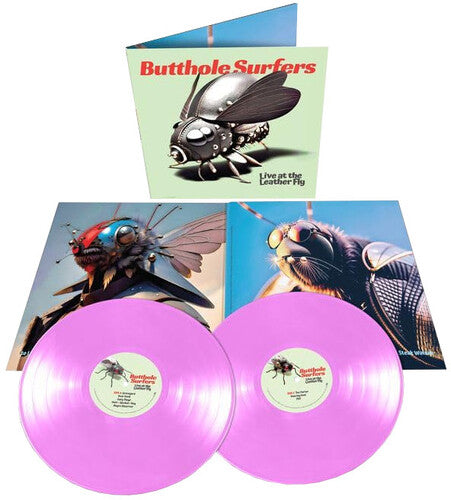 Butthole Surfers - Live at the Leather Fly album cover and 2LP purple vinyl.
