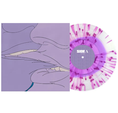 Drug Church - Prude album cover and clear w/ purple splatter vinyl.