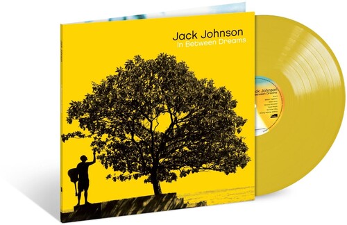 Jack Johnson - In Between Dreams album cover and yellow vinyl.