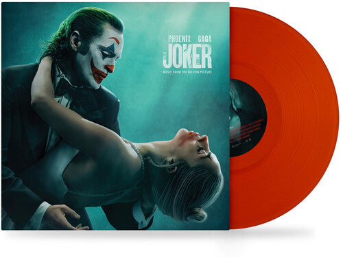 Lady Gaga and Joaquin Phoenix -Joker: Folie A Deux album cover and red vinyl.