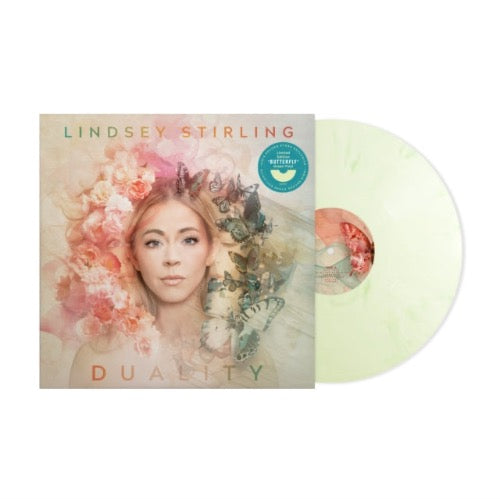 Lindsey Stirling - Duality album cover and light green vinyl.