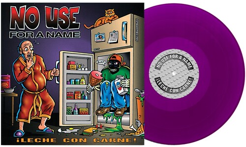 No Use For a Name - ¡Leche Con Carne! album cover and purple vinyl.