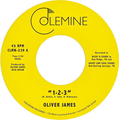 Oliver James - 1-2-3 / Nothing Is Forever 7" single label
