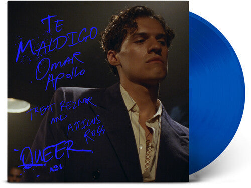Omar Apollo, Trent Reznor and Atticus Ross - Te Maldigo single cover and blue vinyl record