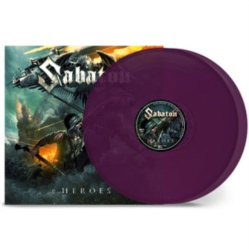 Sabaton - Heroes album cover and 2LP purple vinyl.