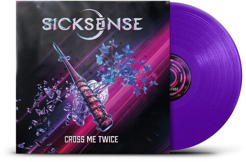 Sicksense - Cross Me Twice album cover and purple vinyl.