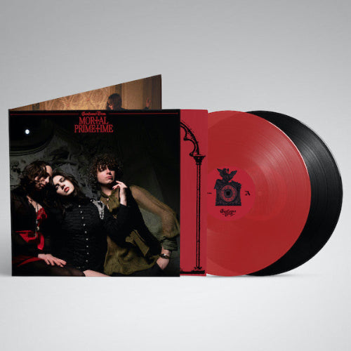 Sunflower Bean - Mortal Primetime album cover and red vinyl with bonus 12" single
