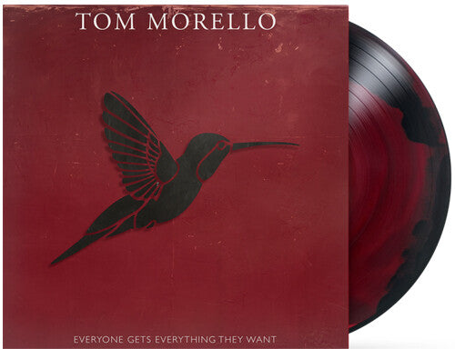 Tom Morello - Everyone Gets Everything They Want album cover and red/black swirl vinyl