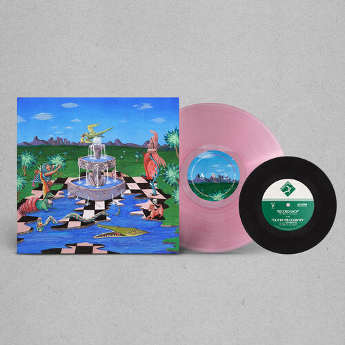 Video Age - Away From the Castle album cover, pink vinyl, black 7" single.