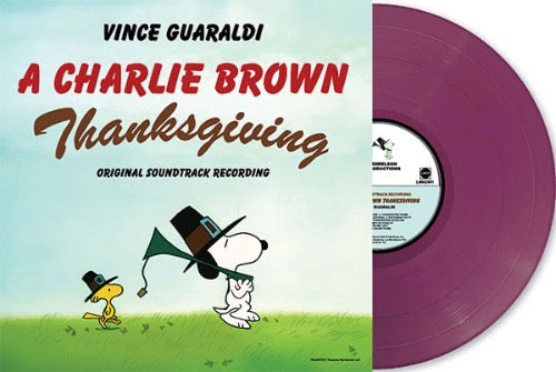 Vince Guaraldi - A Charlie Brown Thanksgiving album cover and purple vinyl.