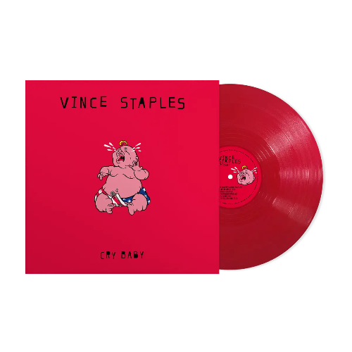 Vince Staples - Cry Baby album cover and red vinyl.