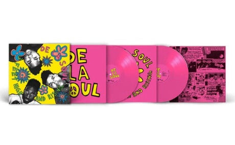De la Soul - 3 Feet High and Rising album cover with 2 magenta colored vinyl records and inner record sleeves