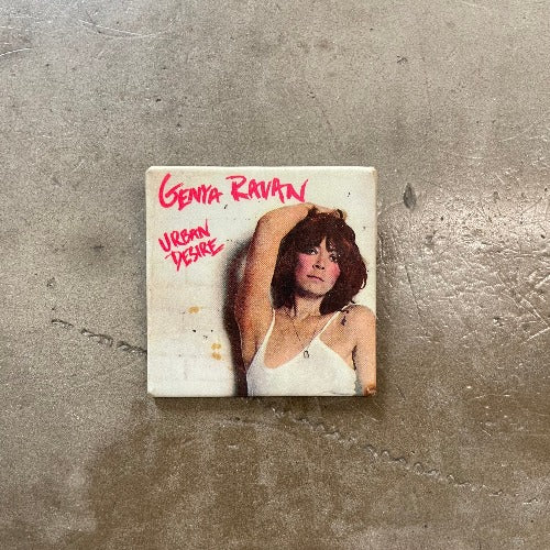 Genya Ravan Pin Front - Pink text "Genya Ravan Urban Desire"