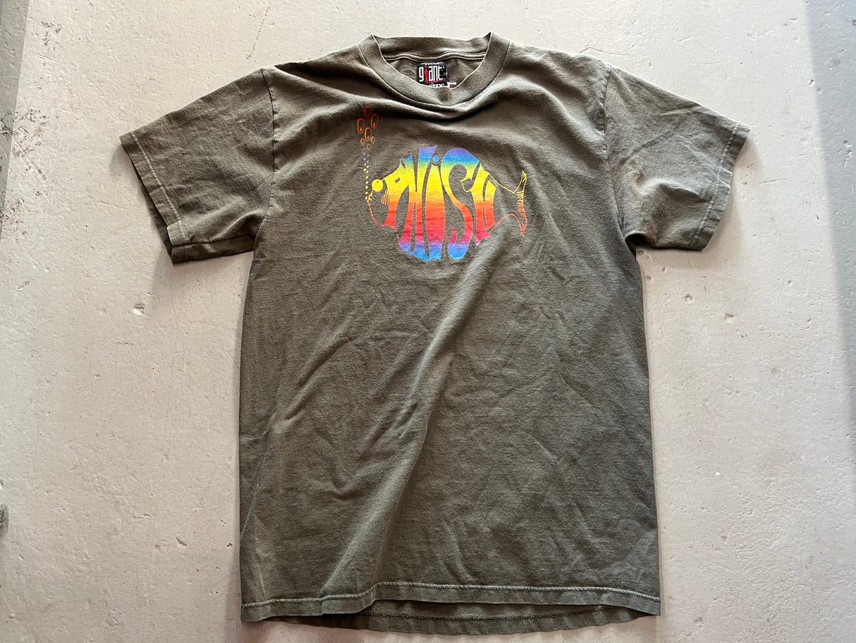 Vintage Phish Rainbow Logo Army Green T-Shirt - Front view