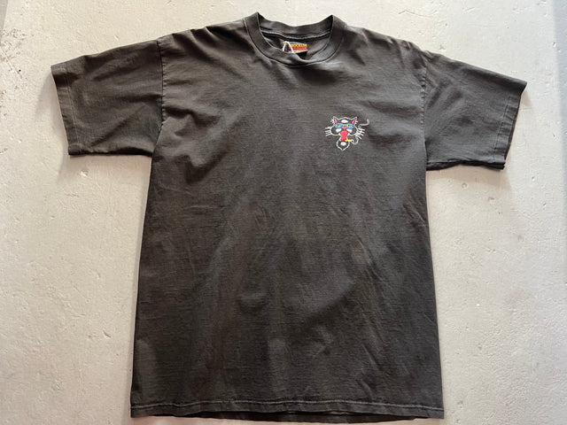 Vintage Blues Traveler Four Tour Faded Black T-Shirt - Front View Cat on pocket