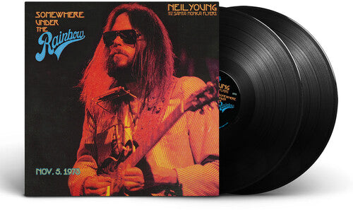 Neil Young - Somewhere Under The Rainbow 1973 album cover and 2 black vinyl.
