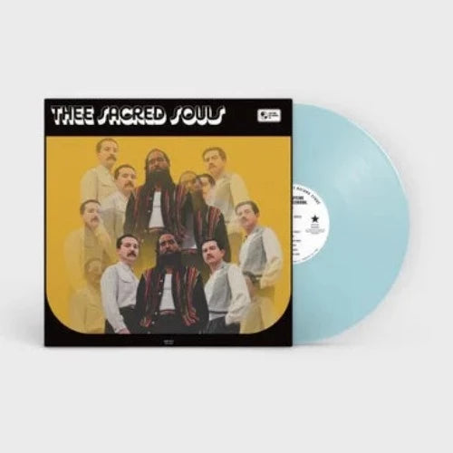 Thee Sacred Souls Self-Titled album cover and light blue vinyl.