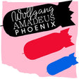 Logo with 'Wolfgang Amadeus Phoenix' text and red and blue shapes on a pink background