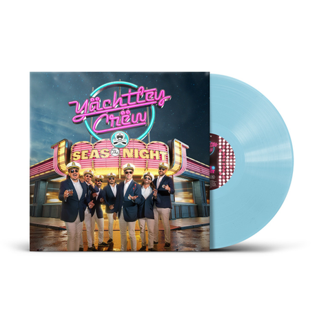 Yachtly Crew "Seas the night" album cover with light blue colored vinyl.