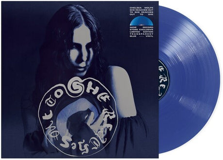 Chelsea Wolfe - She Reaches Out To… album cover and blue vinyl. 
