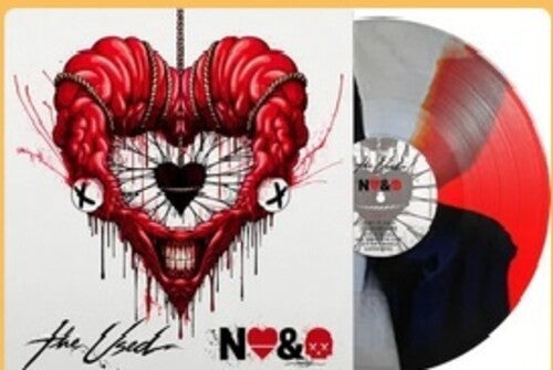 The Used "In Love and Death" album cover shown with a red, black and clear pinwheel-style color vinyl