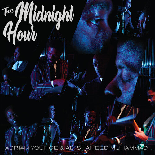 Album cover for 'The Midnight Hour' featuring musicians in a jazz band setting.