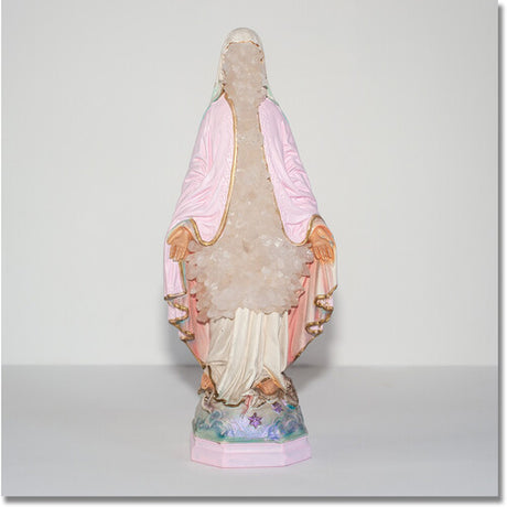 The Format "Boycott Heaven" album cover featuring a Statue of a religious figure with pink and gold attire on a white background