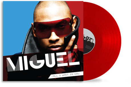 Miguel "All i want is you" album cover shown with a red vinyl record