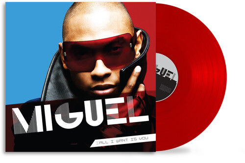 Miguel "All i want is you" album cover shown with a red vinyl record