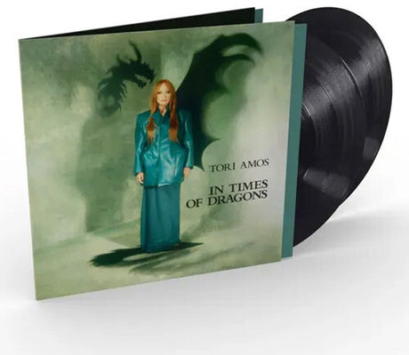 Tori Amos "In Times of Dragons" album cover shown with two black vinyl records