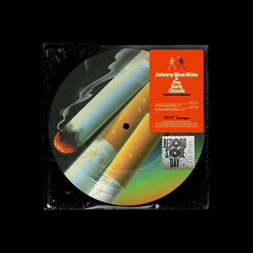 Johnny Blue Skies "Castaway" 7 inch vinyl picture disc, featuring an image of 3 cigarettes