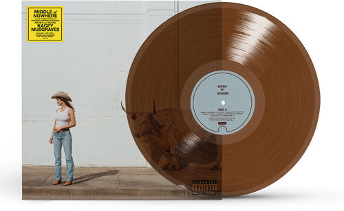 Kacey Musgraves "Middle of Nowhere" album cover shown with a clear brown colored vinyl record