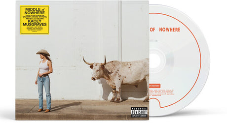 Album cover and compact disc of 'Middle of Nowhere' by Kacey Musgraves featuring a Kacey and cow.