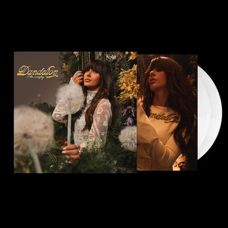 Ella Langley album cover with her holding a dandelion, featuring the title 'Dandelion'. Shown with a white vinyl record