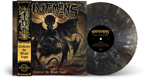 100 Demons - Embrace The Black Light album cover and gray,black, and white vinyl