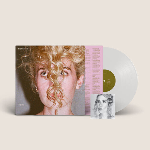 Blondshell - Violins album cover with Indie/Retail Exclusive Clear Vinyl in Single Jacket with Printed Inner Sleeve and Sticker shown 