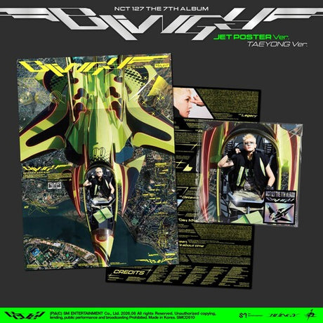 Graphic of the NCT 127 - Blingy (JET Poster version) (TAEYONG version) album cover, poster, and lyric insert.